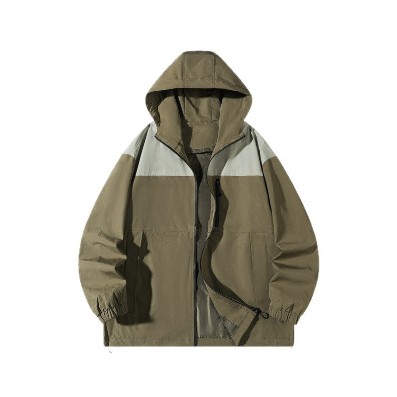 Herren Modische Windbreakerjacke mit verstellbarem Kapuzenkragen Drune