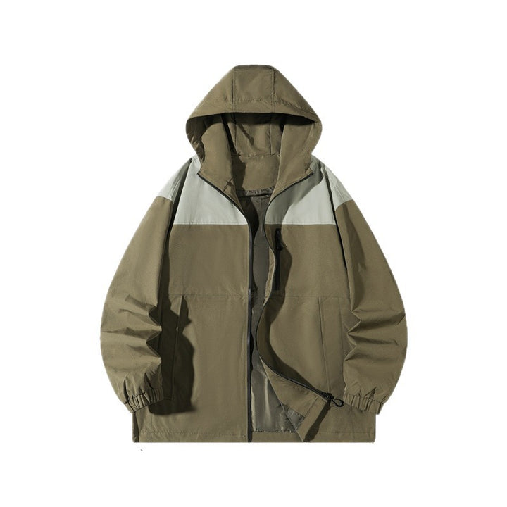 Herren Modische Windbreakerjacke mit verstellbarem Kapuzenkragen Drune