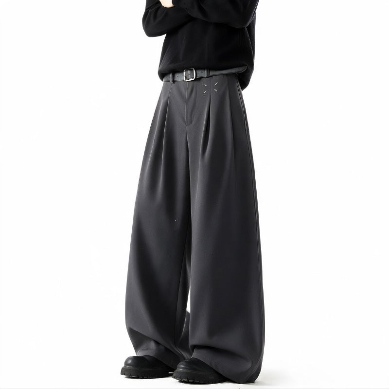 Herren Extrawide Palazzo-Hose mit hoher Taille, Bundfalten und weitem Bein Drune