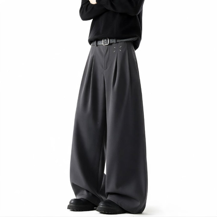 Herren Extrawide Palazzo-Hose mit hoher Taille, Bundfalten und weitem Bein Drune