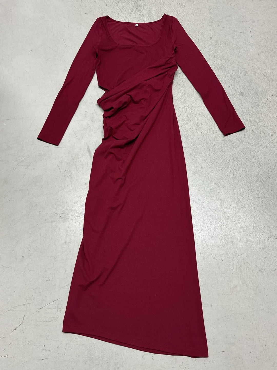 Damen Figurbetontes Maxikleid mit U-Boot-Ausschnitt, seitlicher Raffung und Stretch-Jersey Drune