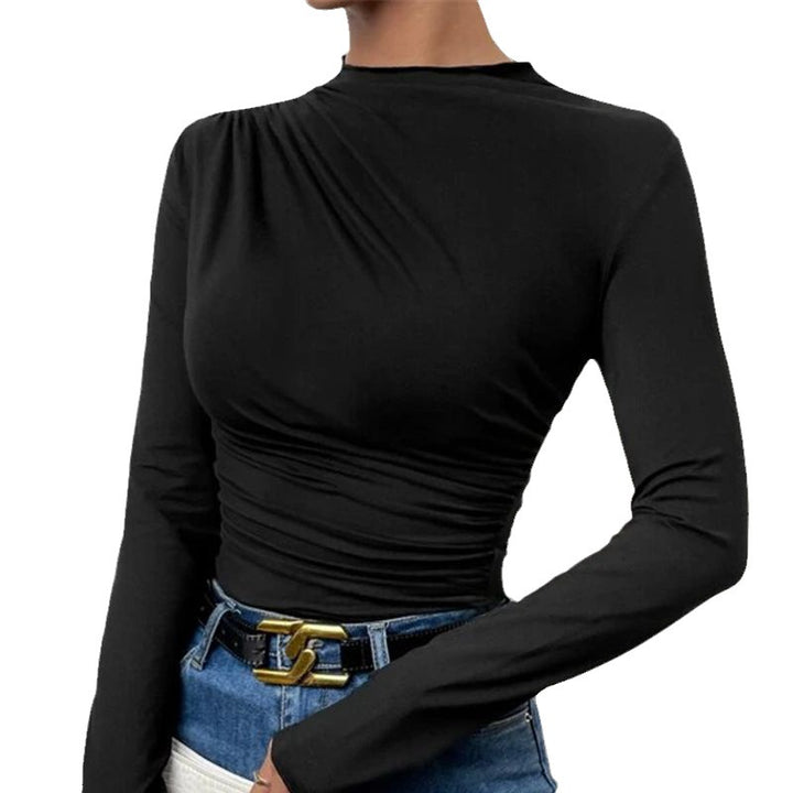 Damen Figurbetontes Langarmshirt mit Seitlicher Raffung und Drapée-Detail Drune