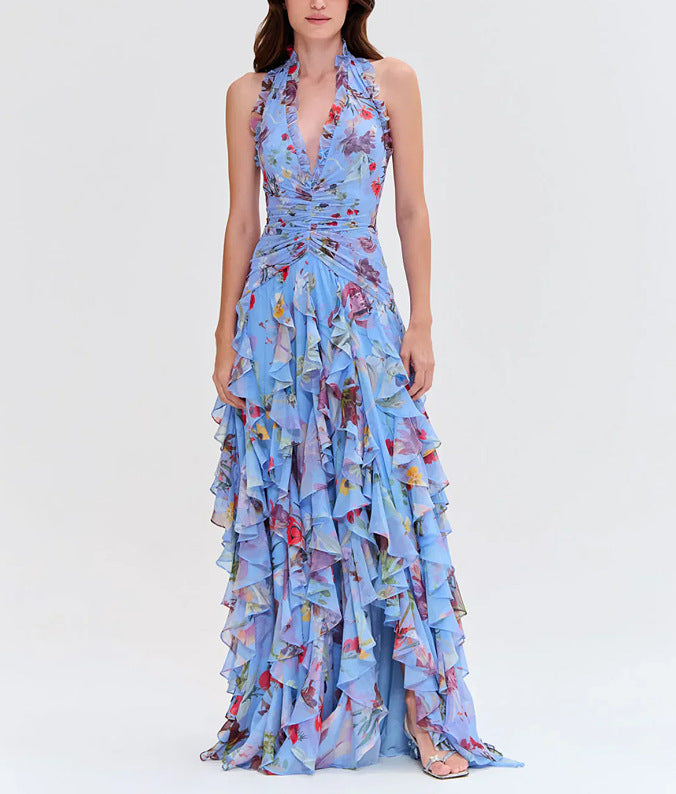 Damen elegantes, rüschenverziertes Abendkleid Drune