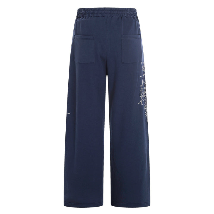 Damen Weite Sweatpants mit Tunnelzug, Ziernieten und grafischem Print Drune