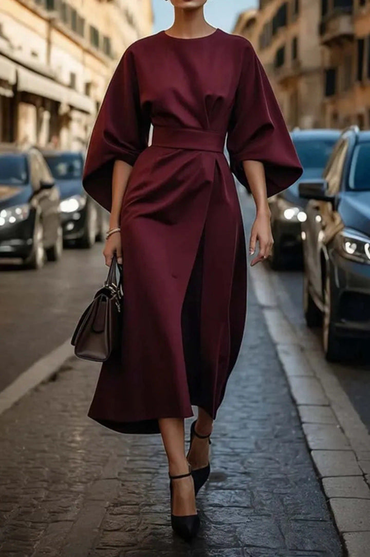 Damen Elegantes Maxikleid mit innovativem Schnitt und voluminösen Ärmeln Drune