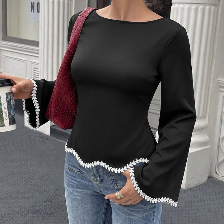 Damen Elegantes Oberteil mit Spitzendetails Drune