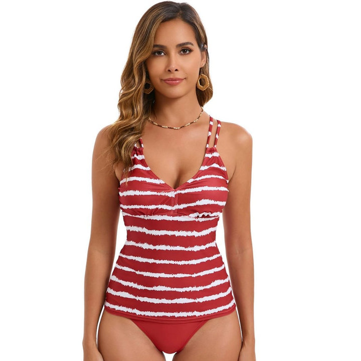 Damen Tankini-Set mit verstellbaren Trägern und modischem Streifenmuster Drune
