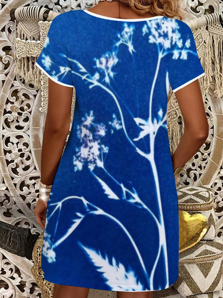 Damen Sommerliches T-Shirt-Kleid mit floralem Print Drune