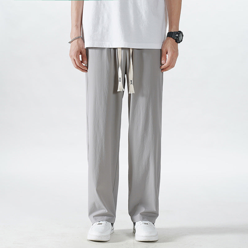 Herren Leichte Relax-Fit-Loungehose aus atmungsaktivem Jersey mit elastischem Tunnelbund, breitem Kordelzug & geripptem Beinabschluss Drune
