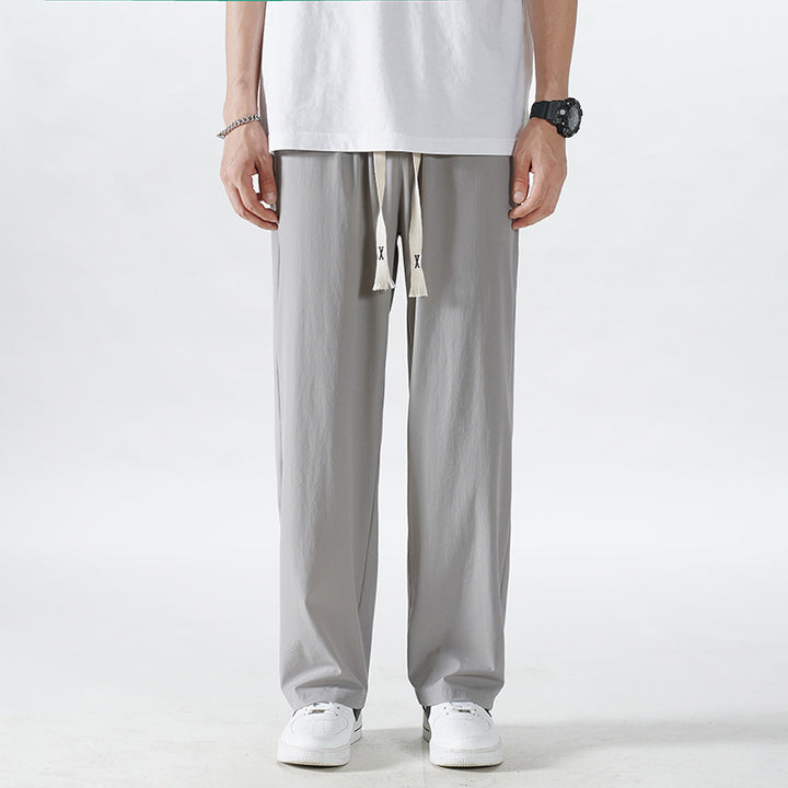 Herren Leichte Relax-Fit-Loungehose aus atmungsaktivem Jersey mit elastischem Tunnelbund, breitem Kordelzug & geripptem Beinabschluss Drune
