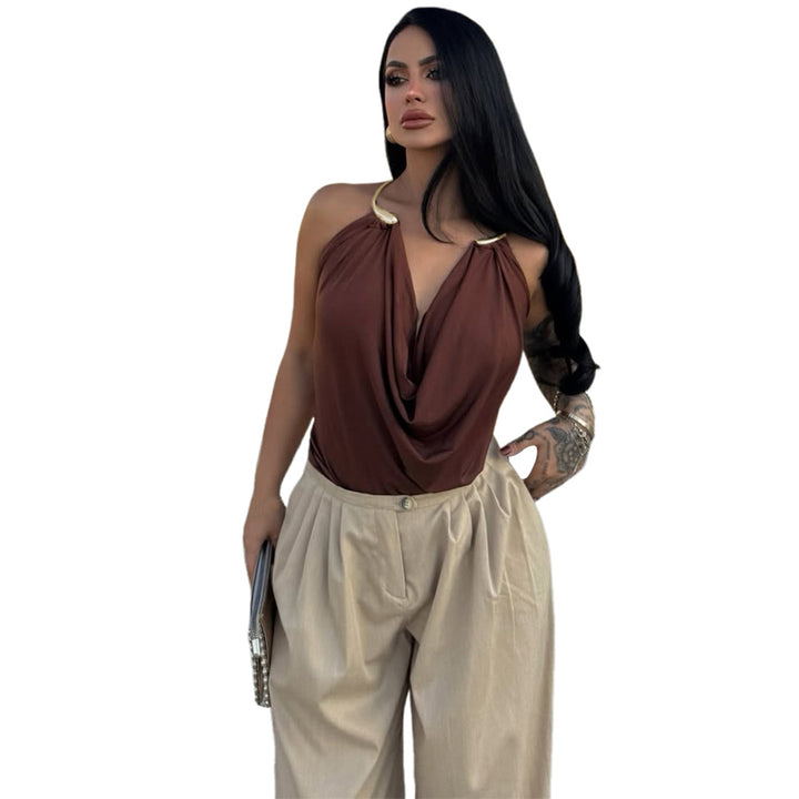 Damen Wickeltop mit raffiniertem Ausschnitt und eleganter Drapierung Drune
