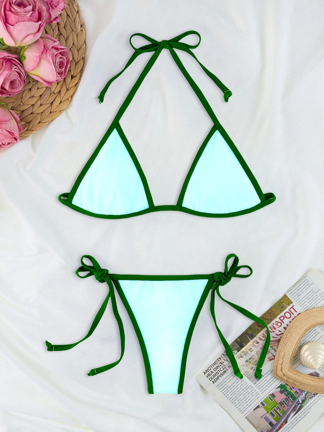 Damen Triangel-Bikini-Set mit individuell anpassbarem Kordelzug Drune