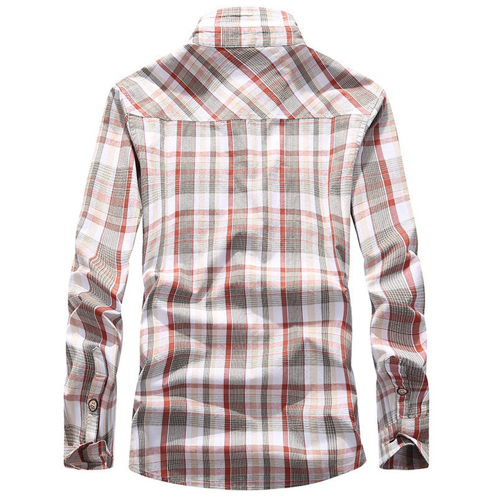 Herren Kariertes leichtes Baumwoll-Overshirt mit Brustpattentaschen Drune