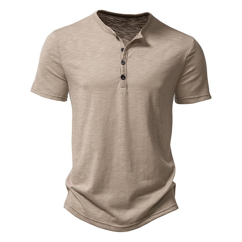 Herren Kurzarm-Henley-Shirt mit klassischem Knopfdesign Drune