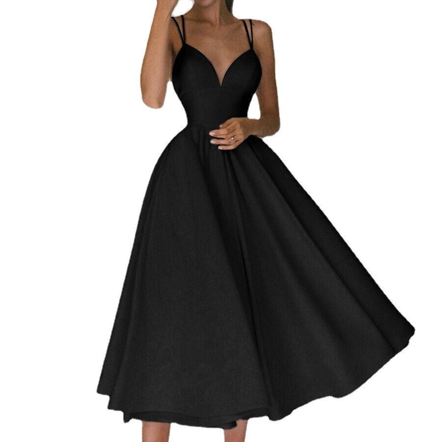 Damen A-Linien Kleid mit V-Ausschnitt und trägerlosem Design Drune