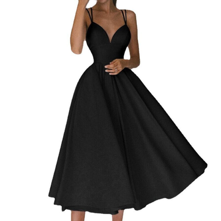 Damen A-Linien Kleid mit V-Ausschnitt und trägerlosem Design Drune