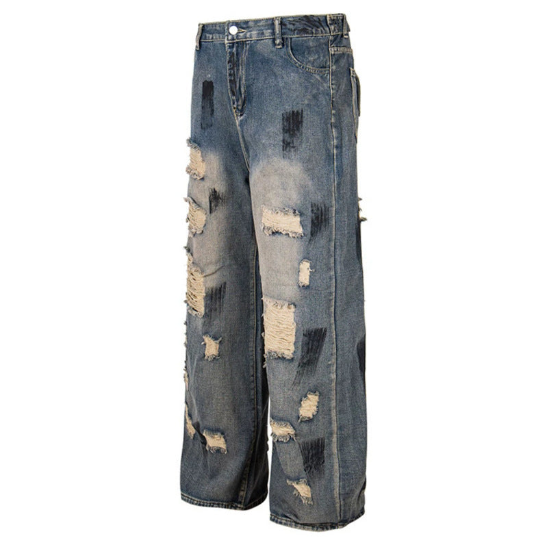 Damen Weite Destroyed-Jeans mit hohem Bund, Used‑Wash und Ballonsaum Drune