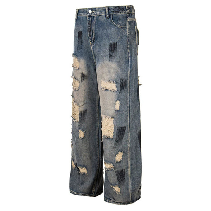 Damen Weite Destroyed-Jeans mit hohem Bund, Used‑Wash und Ballonsaum Drune