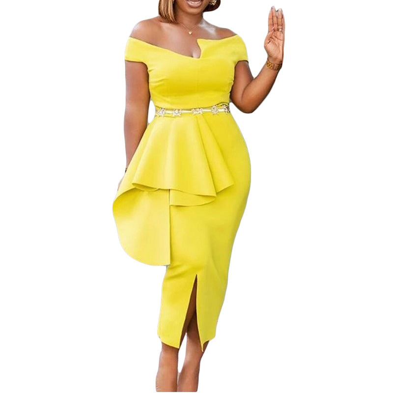 Damen Abendkleid mit asymmetrischem Saum und eleganter Drapierung Drune