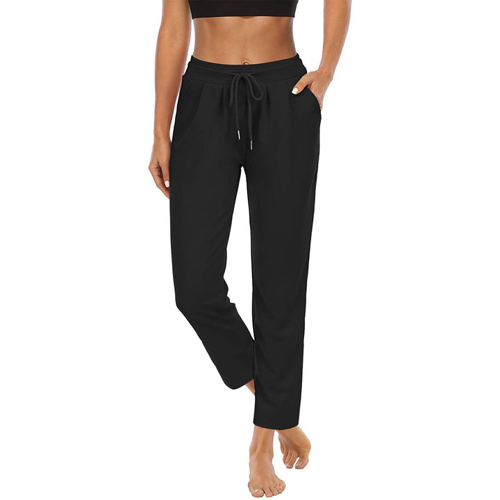 Damen nan komfortable Loungehose mit hohem Bund Tunnelzug Seitentaschen und leichtem Stretch Drune