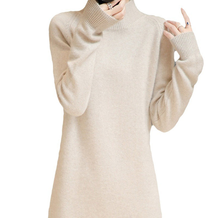 Damen Strickkleid mit hohem Kragen und weich fließendem Material Drune