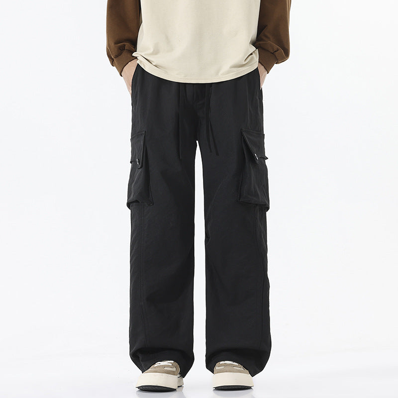 Herren Weite Twill-Cargohose mit Kordelbund und großen Patten-Taschen Drune