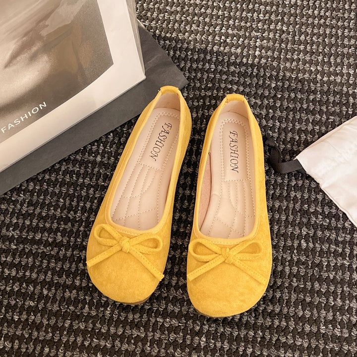 Damen elegante Ballerinas mit zierlichem Schleifendetail Drune