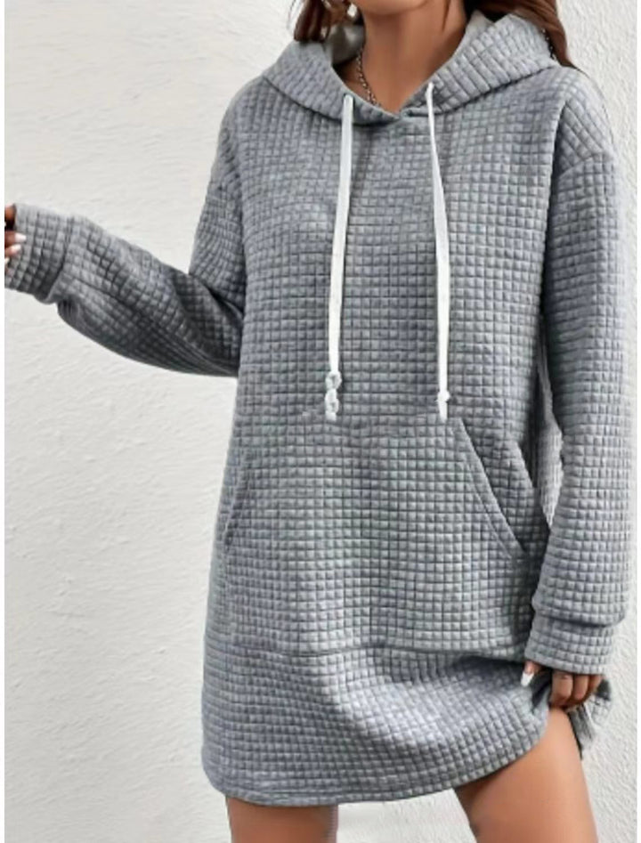 Damen Hoodie-Kleid mit praktischem Kängurutasche und modernem Strickdesign Drune