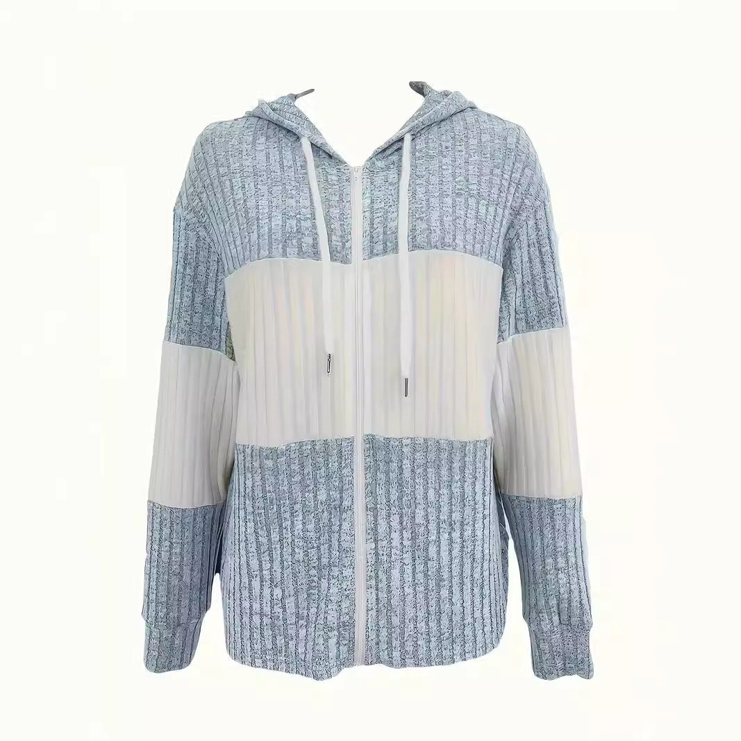 Damen Urbaner Strickjacke mit Reißverschluss und Kapuze Drune
