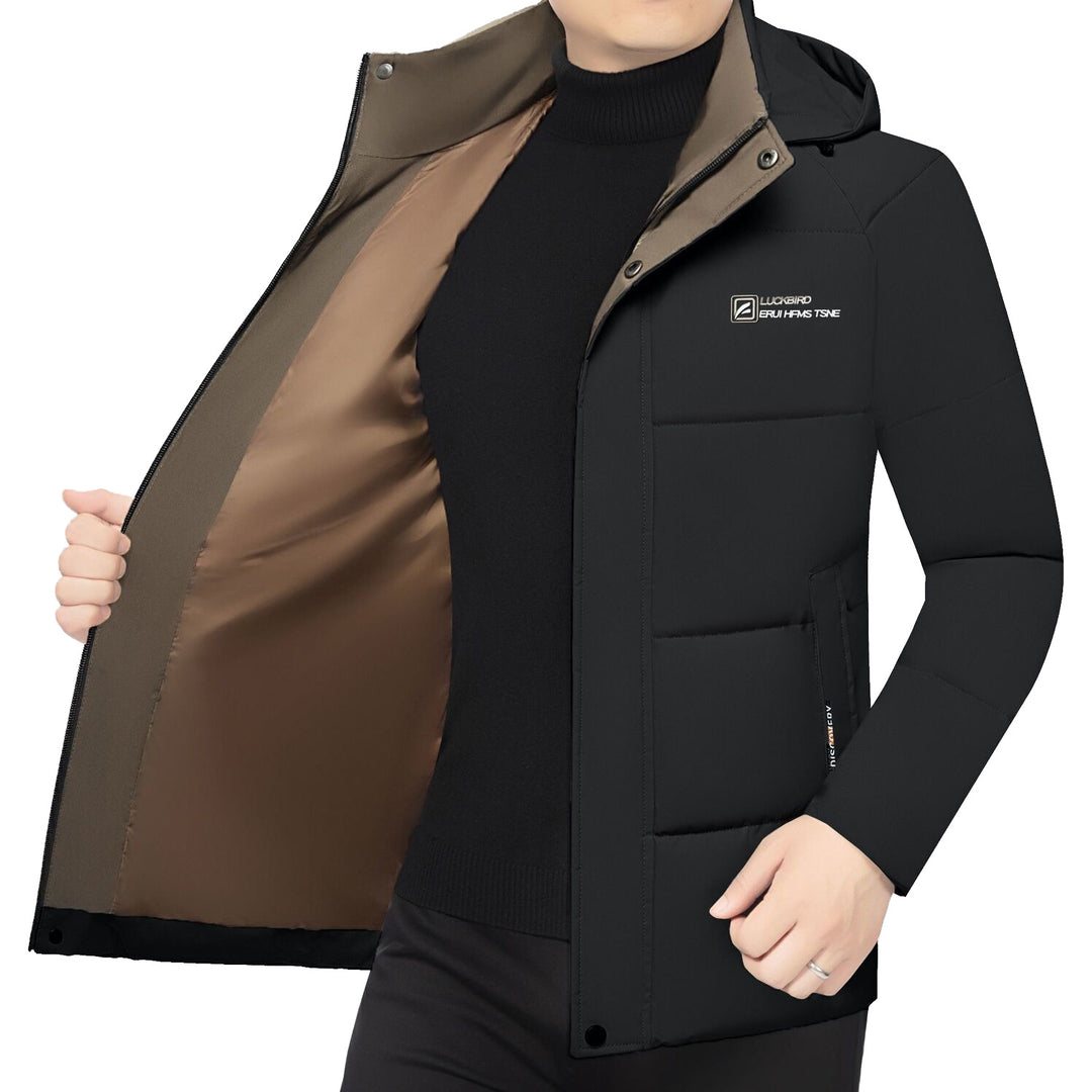 Herren Wattierte Stehkragenjacke mit wasserabweisender Oberfläche und Reißverschlusstaschen Drune