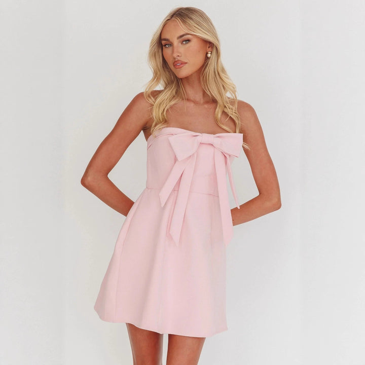 Damen Charmantes Mini-Kleid mit raffiniertem Schleifen-Detail Drune