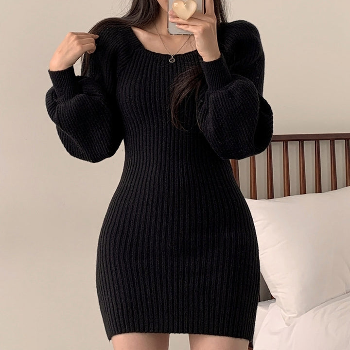 Damen Strickkleid mit strukturiertem Muster und voluminösen Ärmeln Drune