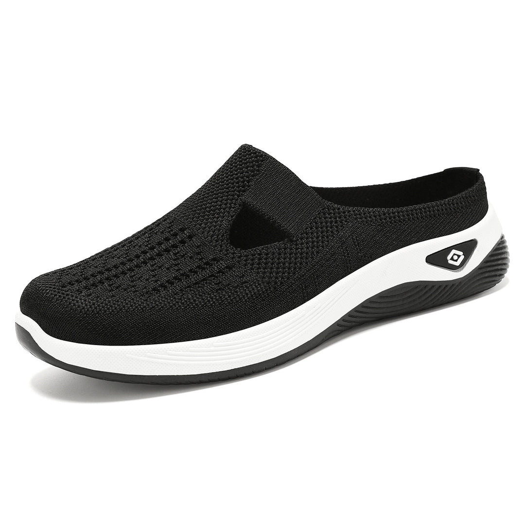Damen nan atmungsaktive Strick-Slipper Clog mit seitlicher Cut-Out-Öffnung, dämpfender EVA- und PU-Zwischensohle Drune