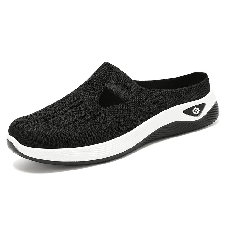 Damen nan atmungsaktive Strick-Slipper Clog mit seitlicher Cut-Out-Öffnung, dämpfender EVA- und PU-Zwischensohle Drune