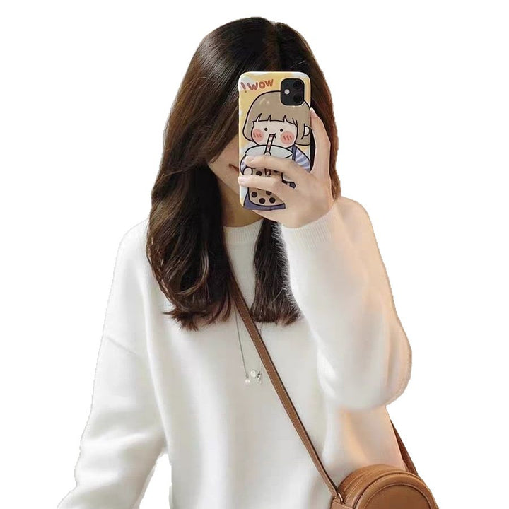 Damen gemütlicher Wollpullover Drune