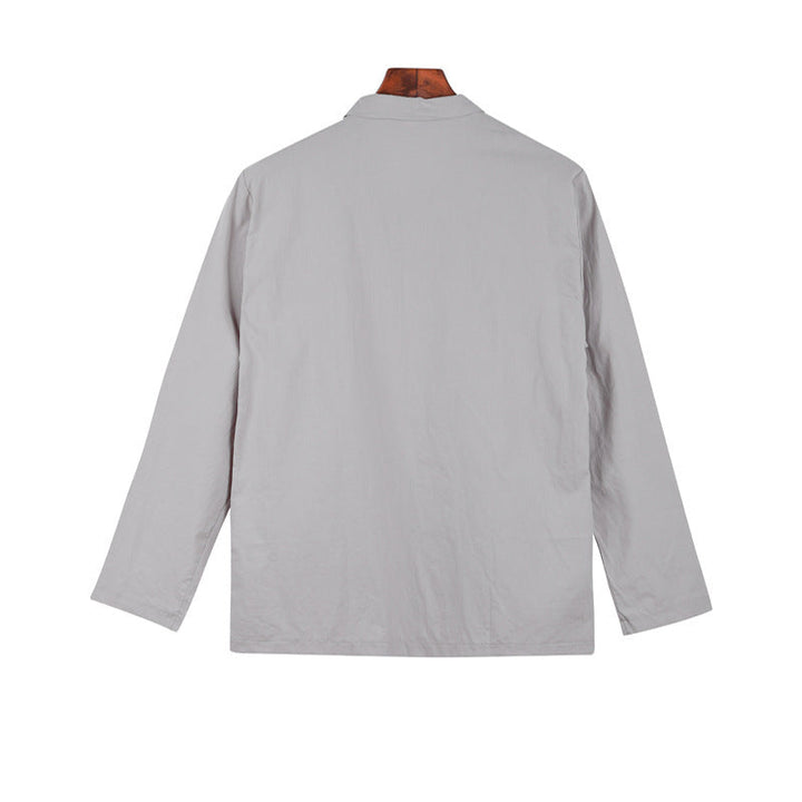 Herren lässige Leinenjacke mit dekorativen Knopfdetails und minimalistischer Schnittführung Drune