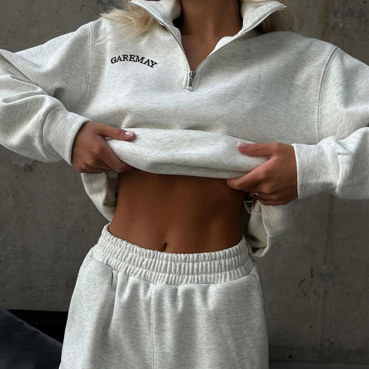 Damen Sportliches Lounge-Set mit hohem Kragen und weitem Schnitt Drune