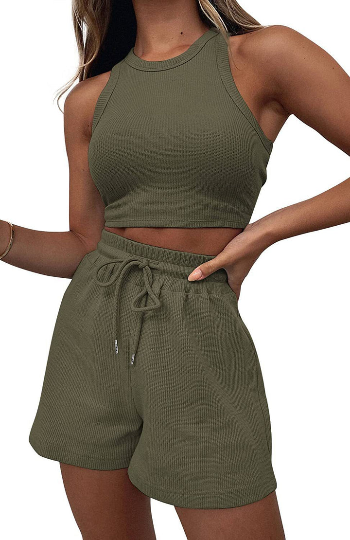 Damen hochwertiges Sport-Set mit Racerback-Top und Shorts Drune