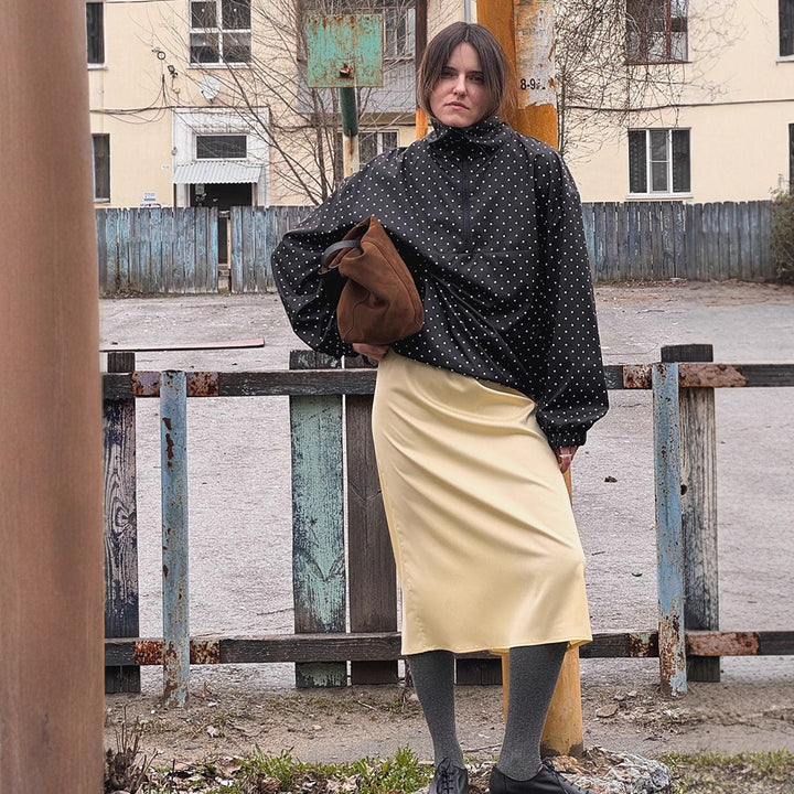 Damen Gepunkteter leichter Windbreaker-Anorak mit Stehkragen und halbem Reißverschluss Drune