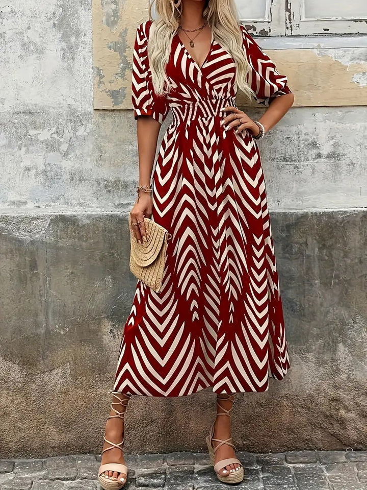 Damen Maxikleid mit modernem Zickzackmuster Drune