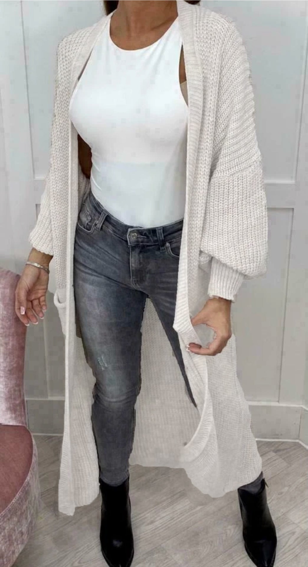 Damen Grobstrickcardigan mit lässiger Passform und langen Ärmeln Drune