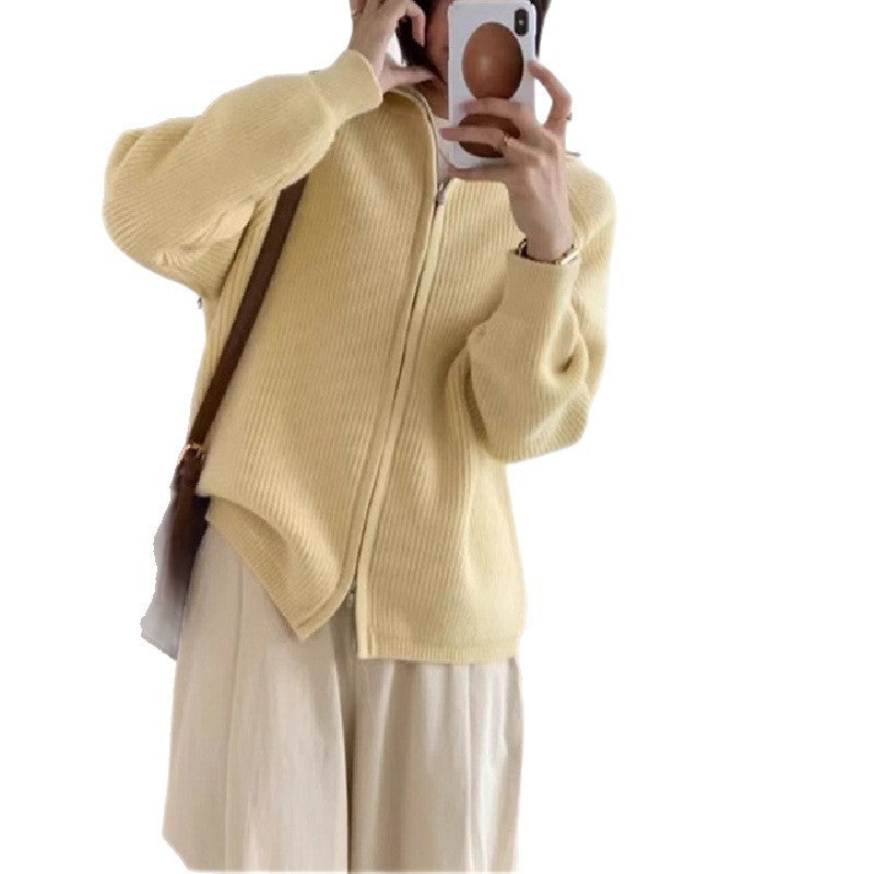 Damen Strickjacke mit angestricktem Reißverschluss und oversized Schnitt Drune
