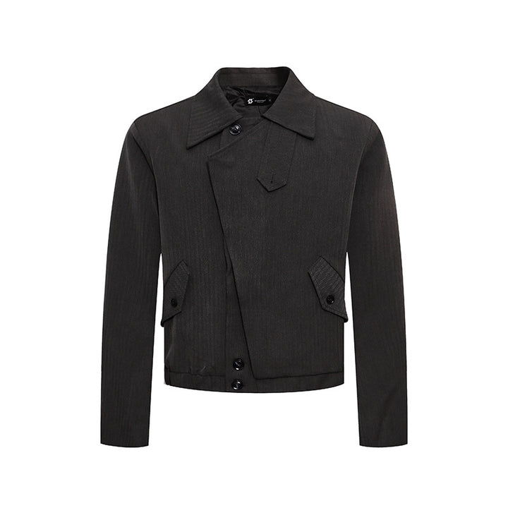 Herren kurzes asymmetrisches Twill-Blouson mit verdeckter Knopfleiste Drune