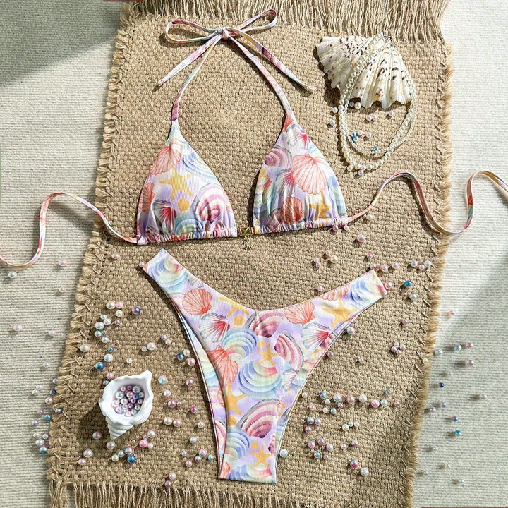 Damen Triangel-Bikini mit maritimen Muschel-Muster Drune
