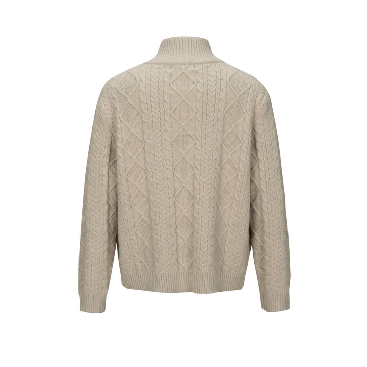 Herren Strick-Zipjacke mit Zopfmuster und hohem Stehkragen Drune