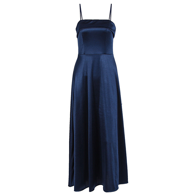 Damen Abendkleid mit feinen Spaghettiträgern und fließendem Rock Drune