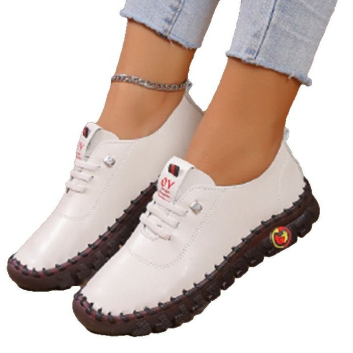 Damen Leichter, weicher Slipper mit handgenähter Gummisohle und elastischer Schnürung Drune