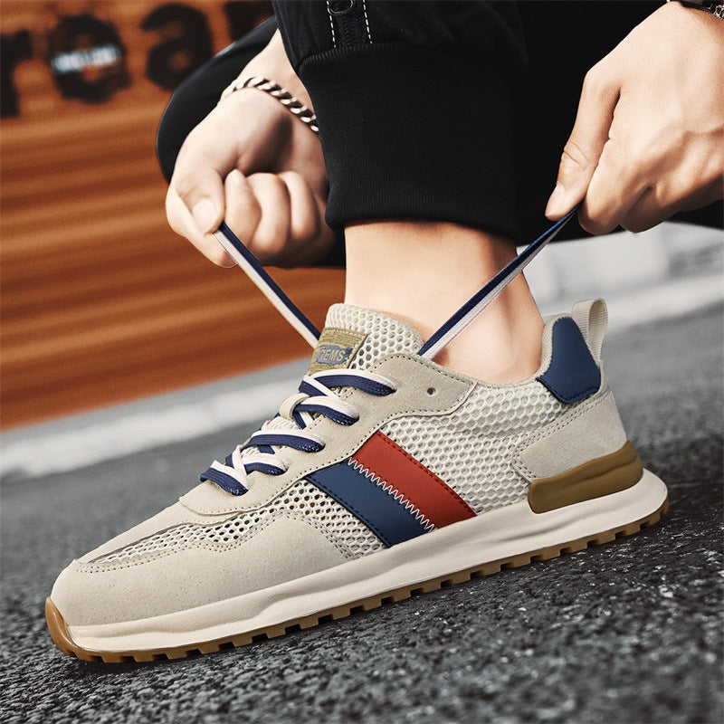 Herren Atmungsaktive Freizeit-Runner mit Mesh-Obermaterial, retro-inspiriertem Streifen-Detail und griffiger Gummilaufsohle Drune