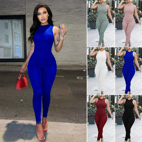 Damen All-in-One Jumpsuit mit tiefem Ausschnitt und figurbetontem Schnitt Drune