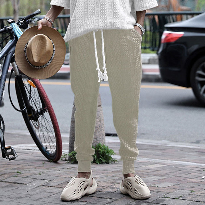 Herren nan Thermo-Zopfstrick-Jogginghose mit breitem Rippenbund und dekorativer Kordel Drune